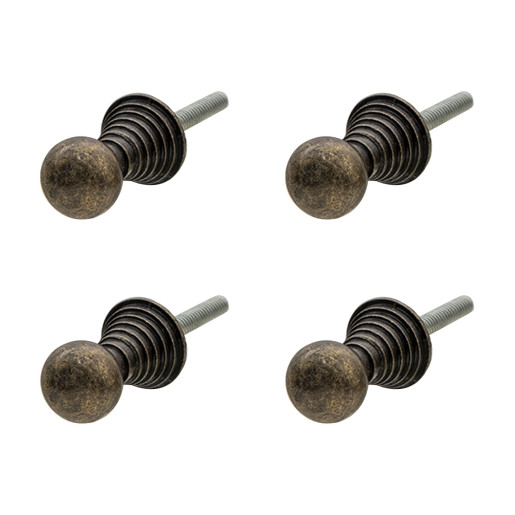 Set 4 butoni mobilier din fier maro cu patina aramie 2x3 cm