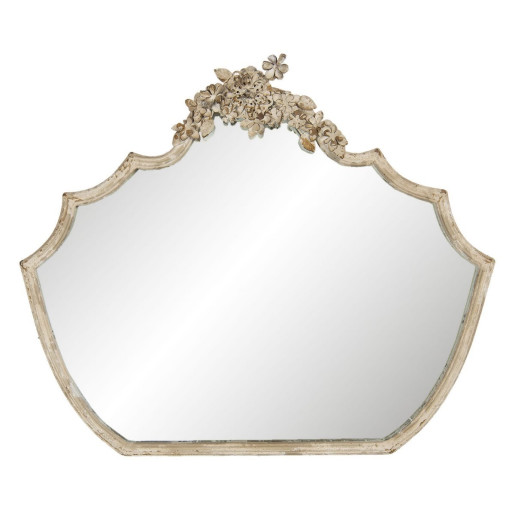 Oglinda de perete cu rama din fier crem antichizat 70 cm x 4 cm x 58 cm