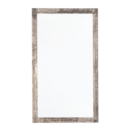 Oglinda de perete cu rama din fier aluminiu argintiu Amira 65 cm x 2.5 cm x 118 h