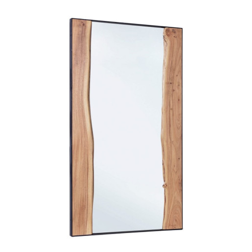 Oglinda de perete cu rama de metal si insertie lemn natur Artur 140 cm x 4 cm x 80 h