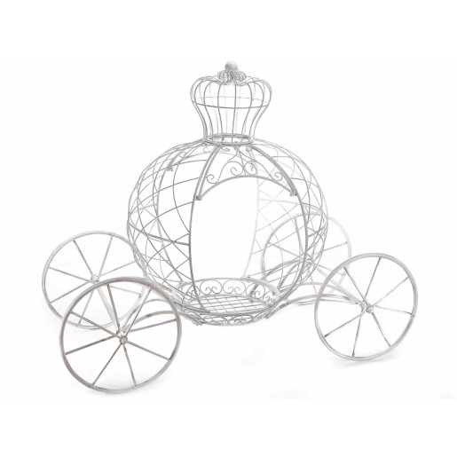 Decoratiune fier alb patinat model Caleasca 127 cm  x 67 cm x 105 H