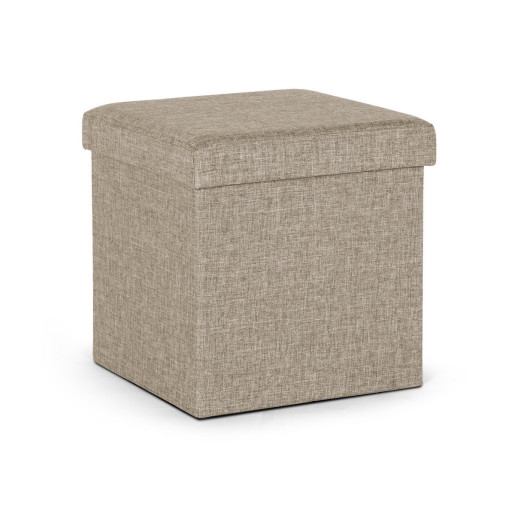 Taburet cu spatiu depozitare din stofa bej Cindy 38 cm x 38 cm x 38 h