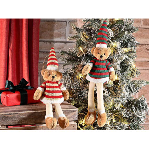 Set 2 figurine Craciun Ursuleti textil multicolor cm 11x6x34 H