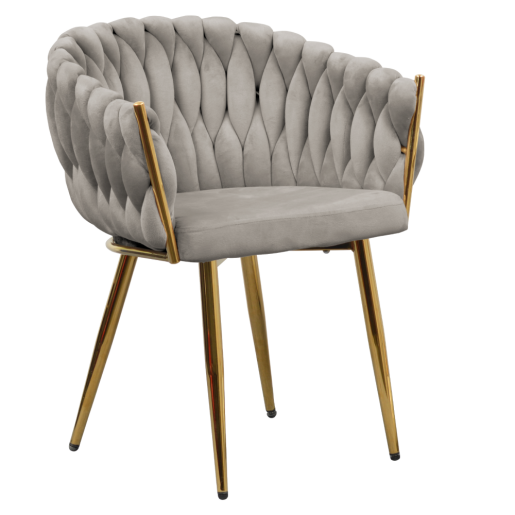 Scaun dining catifea gri metal auriu Bler 64x55x78 cm