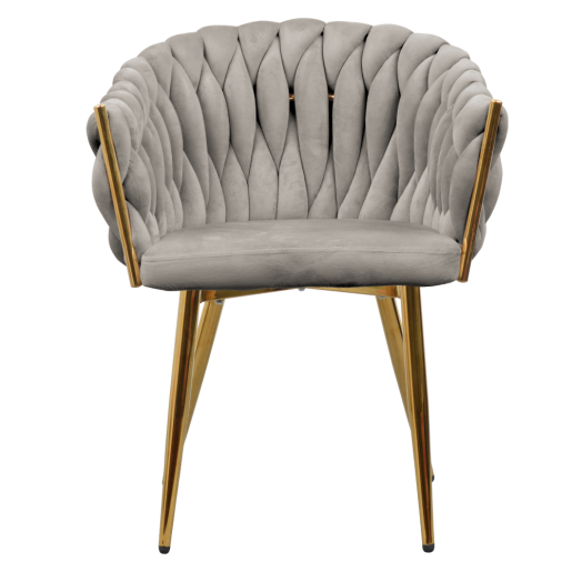 Scaun dining catifea gri metal auriu Bler 64x55x78 cm