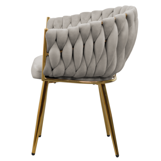 Scaun dining catifea gri metal auriu Bler 64x55x78 cm