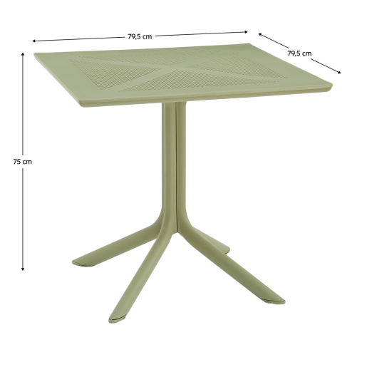 Masa de gradina, plastic verde, Denton 79,5x79,5x74,5 cm