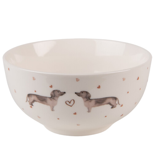 Set 2 boluri portelan bej maro Catelusi 14x7 cm, 500 ml