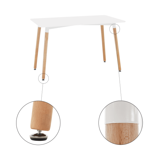 Masa dining MDF alb lemn fag Didier 120x80x74 cm