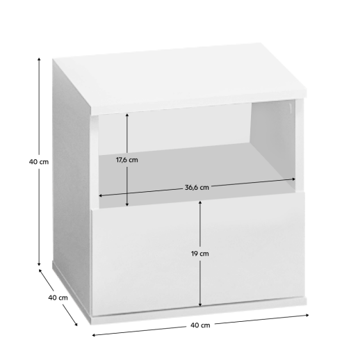 Noptiera DTD alb Doli 40x40x40 cm