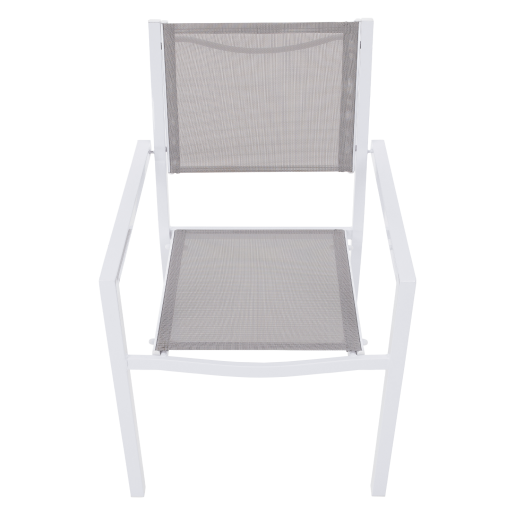 Scaun stivuibil pentru gradina otel alb gri Dorio 56x62x86 cm