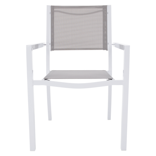 Scaun stivuibil pentru gradina otel alb gri Dorio 56x62x86 cm