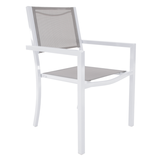 Scaun stivuibil pentru gradina otel alb gri Dorio 56x62x86 cm