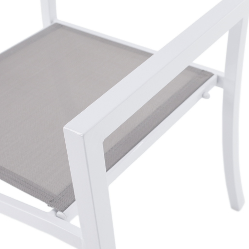 Scaun stivuibil pentru gradina otel alb gri Dorio 56x62x86 cm