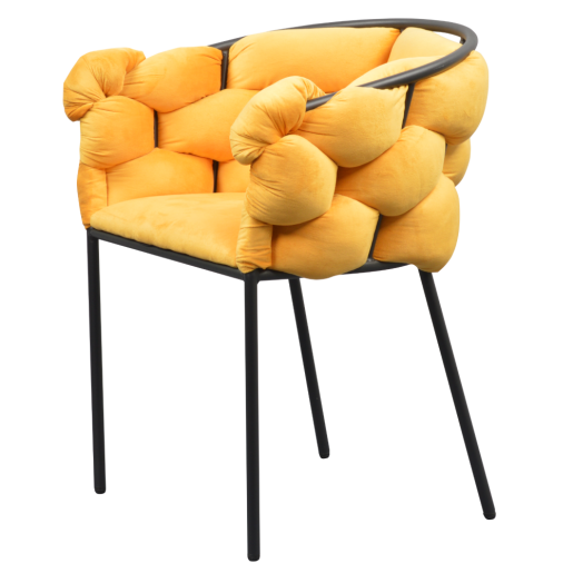 Fotoliu catifea galbena metal negru Dorota 63x51x75 cm