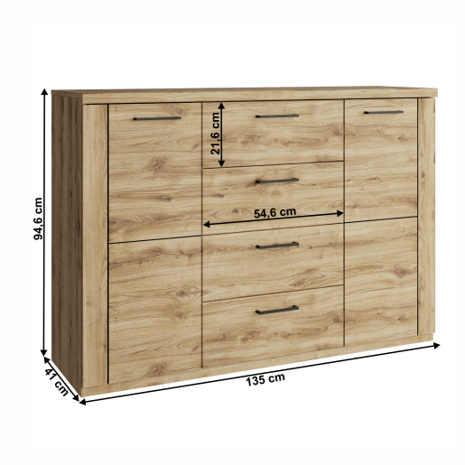 Comoda MDF/DTD stejar navarra Dorsi 135x41x 94.6 cm 