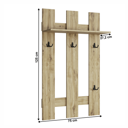 Cuier perete DTD stejar navarra Dorsi 75x27,2x125 cm 