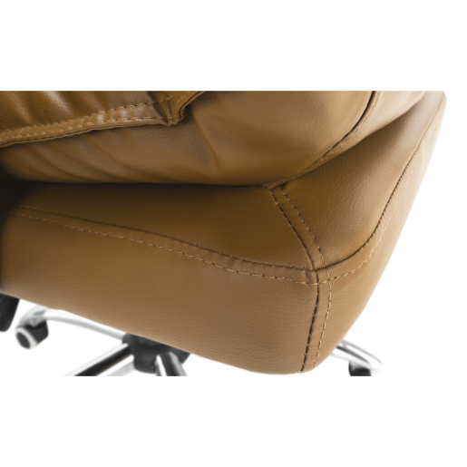 Scaun de birou, cu suport pentru picioare, piele ecologica maro, Drake, 72x85x118 cm
