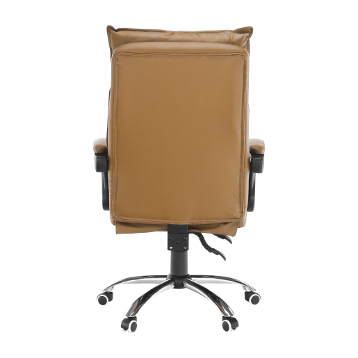 Scaun de birou, cu suport pentru picioare, piele ecologica maro, Drake, 72x85x118 cm