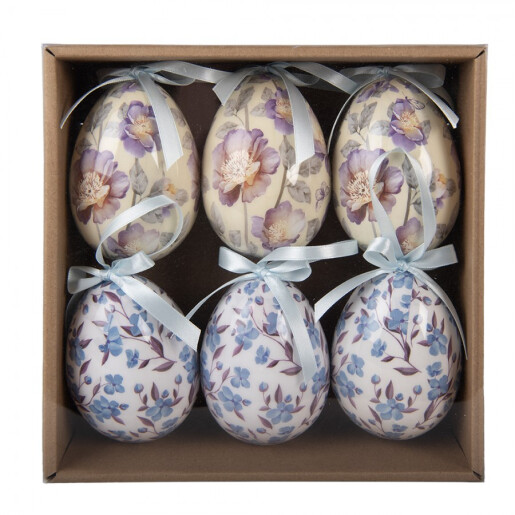 Set 6 oua decorative Paste decor flori multicolore Ø 7x10 cm