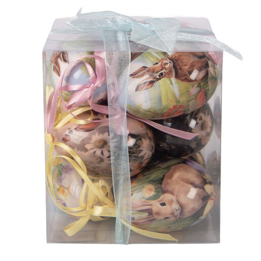 Set 9 oua decorative Paste Iepurasi multicolor Ø 5x8 cm