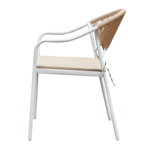 Set masa 2 scaune gradina alb bej Elior 56x60x85 cm, 46x71.5 cm