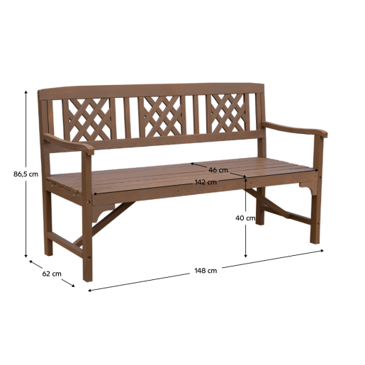 Banca gradina, terasa lemn maro Enela 148x62x86,5 cm