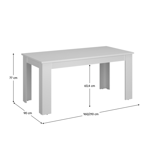 Masa dining extensibila PAL alb Erodin 160-210x90x77 cm