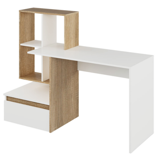 Birou DTD alba stejar sonoma Eross 145x51,6x111,5 cm