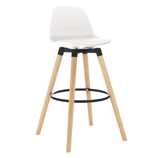 Scaun bar piele ecologica alba picioare fag Evans 38x45x91 cm 