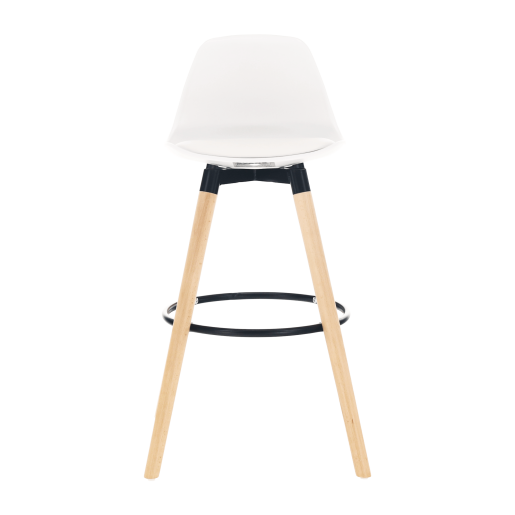 Scaun bar piele ecologica alba picioare fag Evans 38x45x91 cm 