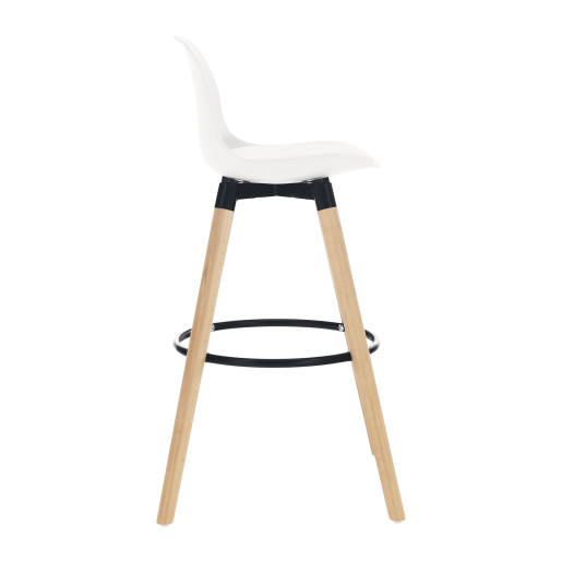 Scaun bar piele ecologica alba picioare fag Evans 38x45x91 cm 