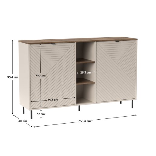 Comoda DTD laminat mdf infoliat casmir stejar Eyco 153,4x40x95,4 cm