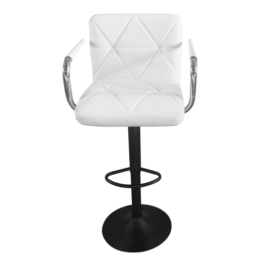 Scaun bar piele ecologica alba metal negru Fabiola 52x50x92-112 cm