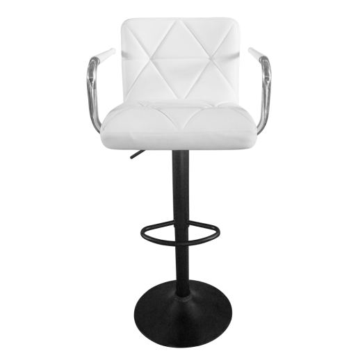 Scaun bar piele ecologica alba metal negru Fabiola 52x50x92-112 cm