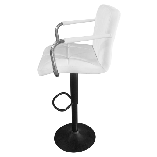 Scaun bar piele ecologica alba metal negru Fabiola 52x50x92-112 cm