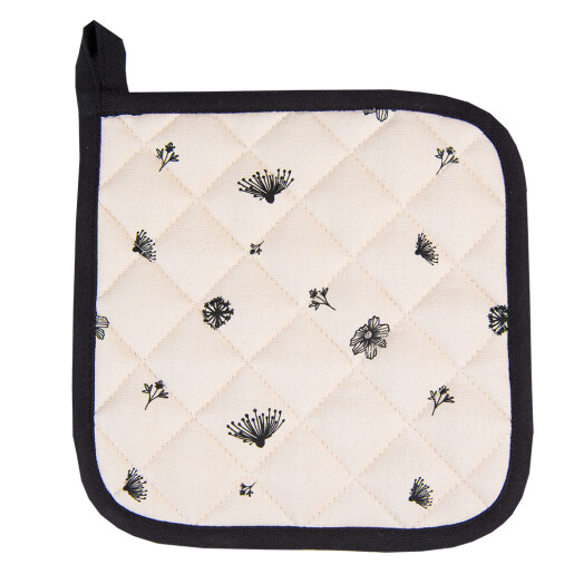 Set 2 servete termice bumbac bej negru Flowers 20x20 cm