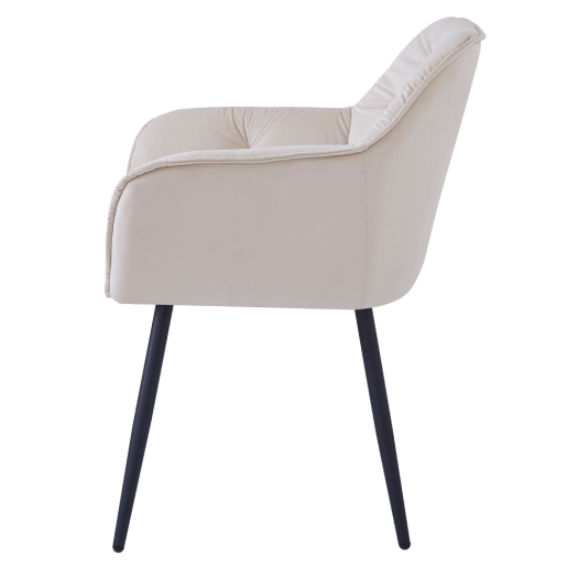 Fotoliu de design catifea bej metal negru Fedris 61.5x59,5x80 cm