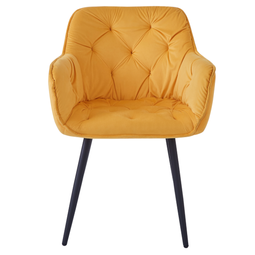 Fotoliu de design catifea galbena metal negru Fedris 61.5x59,5x80 cm