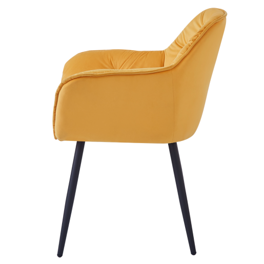 Fotoliu de design catifea galbena metal negru Fedris 61.5x59,5x80 cm