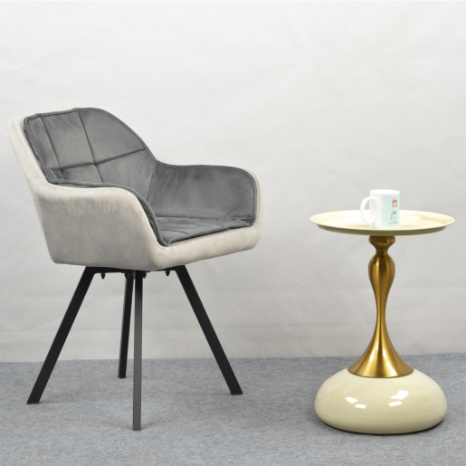 Fotoliu catifea gri metal negru pivotant Fler 57x58x81 cm