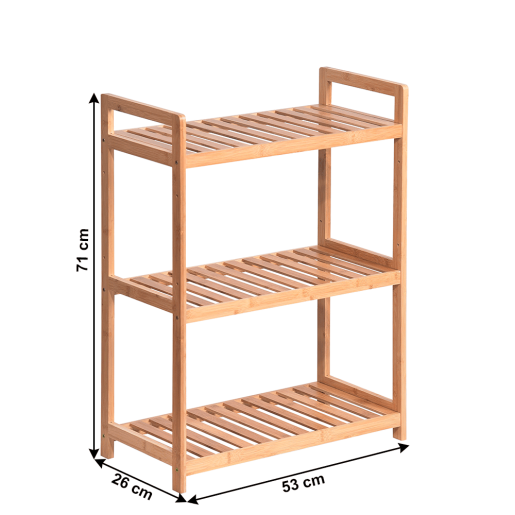 Raft cu 3 polite bambus natur Fiore 53x26x71 cm 