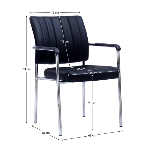 Scaun birou piele ecologica neagra crom Florin 63x56x83 cm
