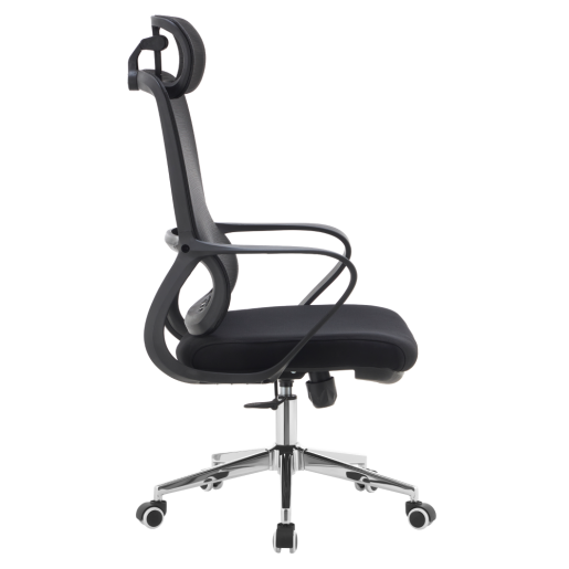 Scaun birou textil plasa neagra crom Foster 60x63x120-128 cm