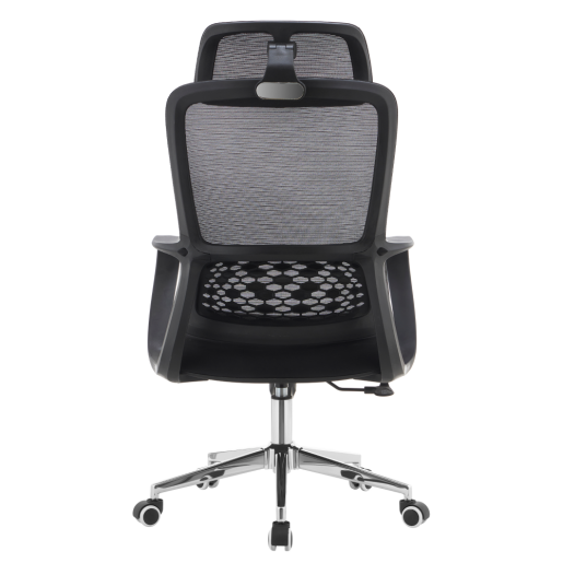 Scaun birou textil plasa neagra crom Foster 60x63x120-128 cm
