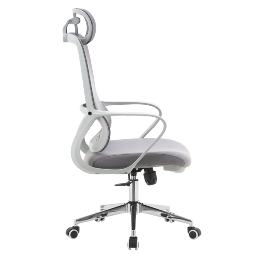 Scaun birou textil plasa gri crom Foster  60x63x120-128 cm