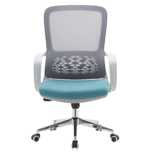 Scaun birou textil albastru plasa gri crom Foster 60x63x98-108 cm