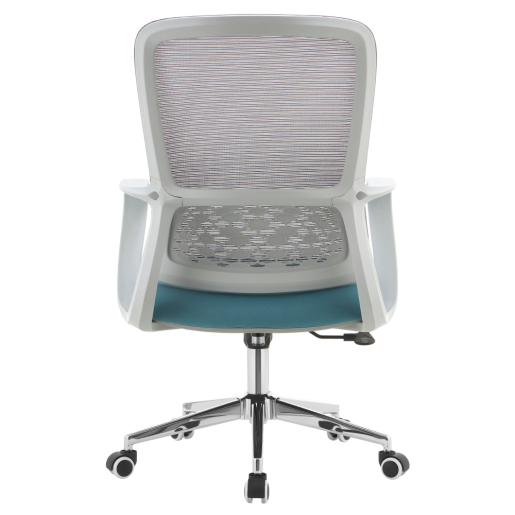 Scaun birou textil albastru plasa gri crom Foster 60x63x98-108 cm