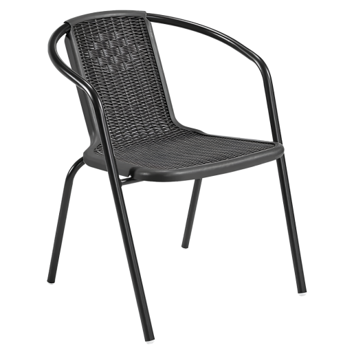 Scaun de gradina stivuibil, negru, otel/plastic, Freny 52x57x72 cm 