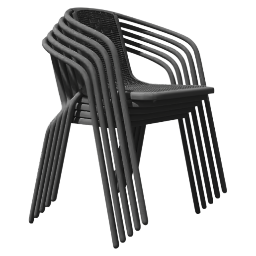 Scaun de gradina stivuibil, negru, otel/plastic, Freny 52x57x72 cm 
